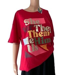 𝅺PRONOUN - She, Her, They, Them, His, Him and Us Short Sleeve Shirt Pride shirt